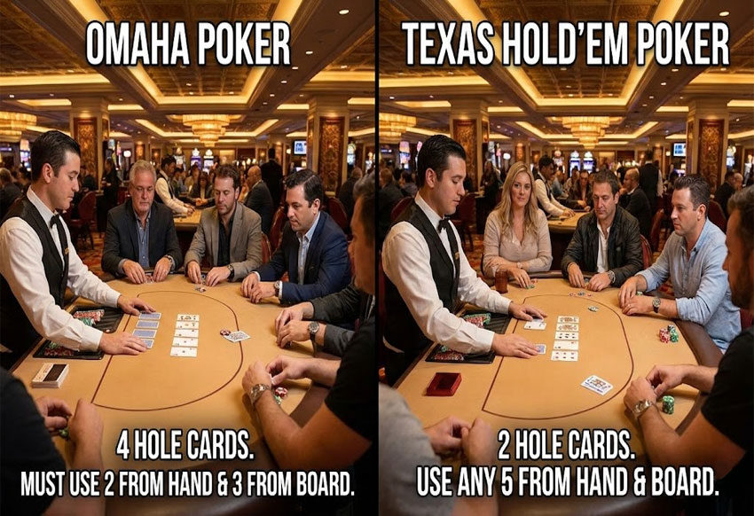 Perbedaan Omaha dengan Texas Hold’em Poker di Casino